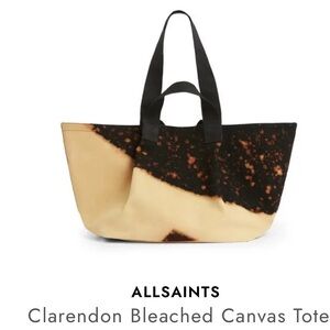 All Saints Womens Tote Bag All Saints Black Tan Tye Dye Canvas With Pouch NWT